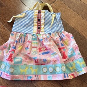 Matilda Jane Sweet Shop Girls knot Top Blue and White Gingham Size 6